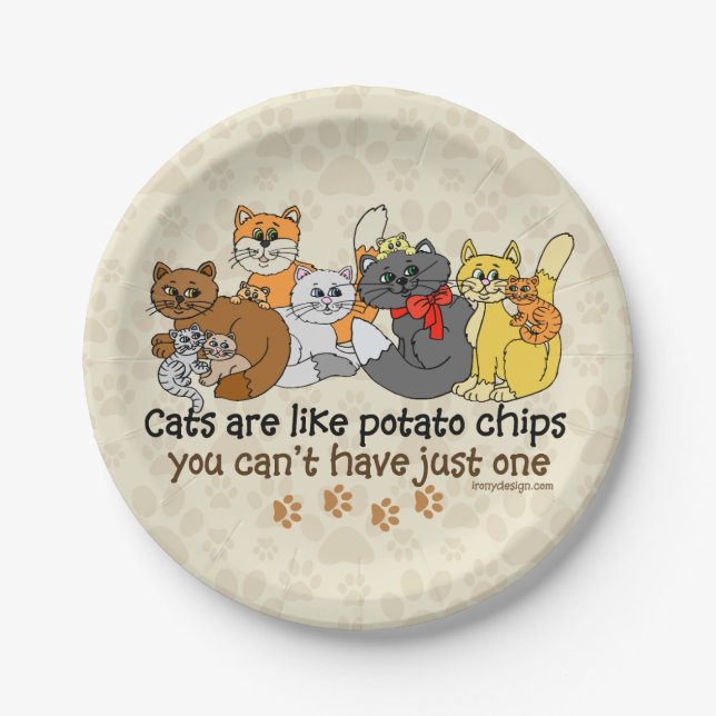 Assiettes En Carton Les chats sont comme des chips (Devant)