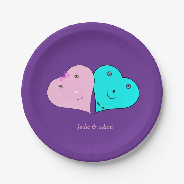Assiettes En Carton les coeurs de m. & mrs (Devant)