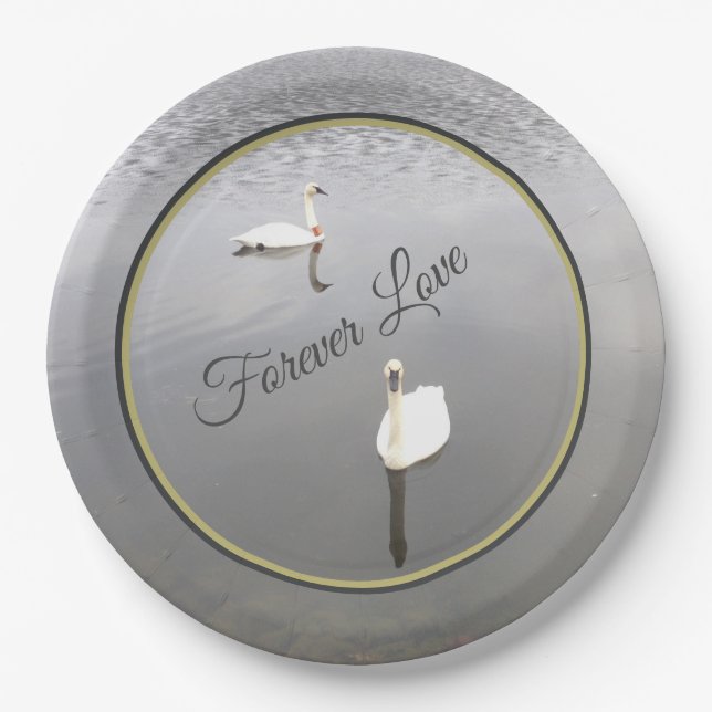 Assiettes En Carton Les cygnes d'amour perpétuels (Devant)