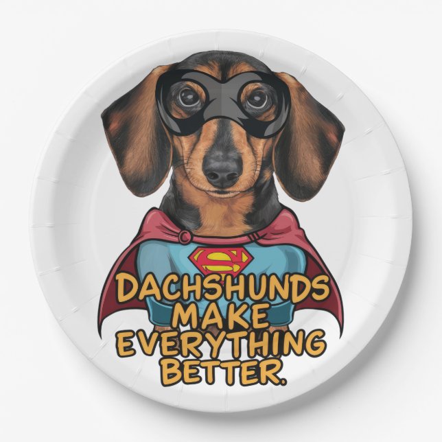 Assiettes En Carton Les Dachshunds rendent tout meilleur (Devant)