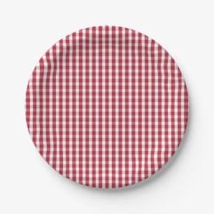 Assiettes En Carton Les Etats-Unis marquent le guingan rouge et blanc