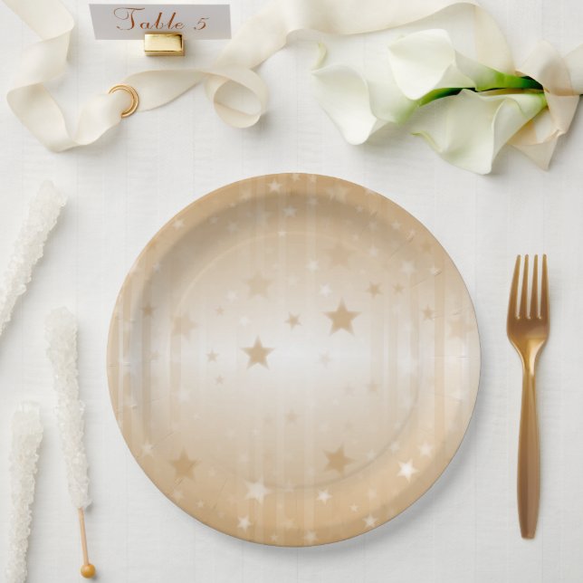 Assiettes En Carton Les étoiles d'or (Mariage)