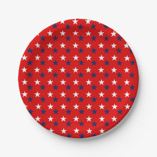 Assiettes En Carton Les étoiles Motifs patriotiques en rouge