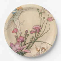 Les fées sautant sur des fleurs