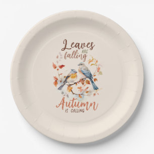 Assiettes En Carton Les feuilles Chutent - Les Oiseaux D'Automne Et Le