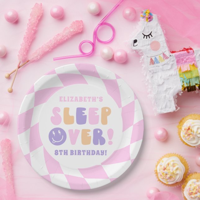 Assiettes En Carton Les Filles Rétro dorment au-dessus de la fête (Fête)