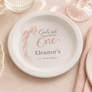 Assiettes En Carton Les Filles Veulent être un Arc Rose 1er Anniversai