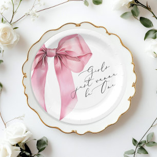 Assiettes En Carton Les filles veulent juste être un garçon rose 1er a