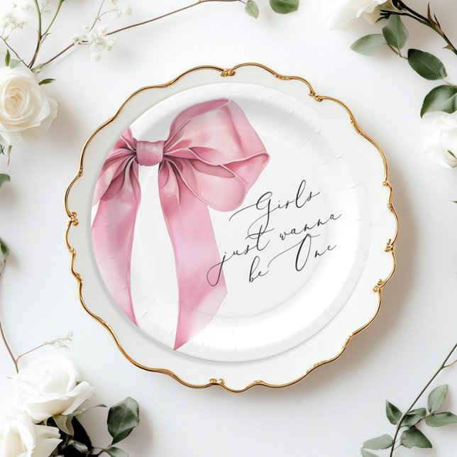 Assiettes En Carton Les filles veulent juste être un garçon rose 1er a (Créateur téléchargé)