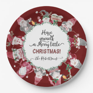 Assiettes En Carton Les Gnomes blancs rouges Joyeux petits flocons de 