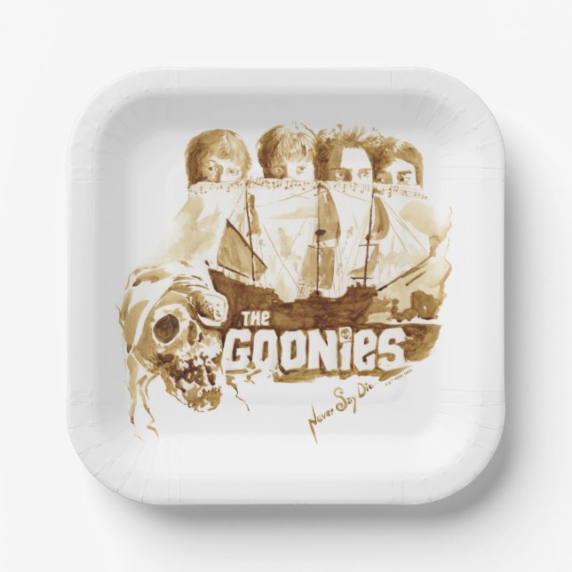 Assiettes En Carton Les Goonies Pirate Ship Aquarelle Graphique (Recto)