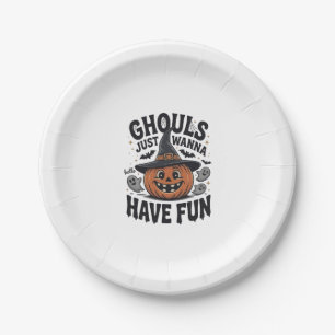 Assiettes En Carton Les goules veulent juste s'amuser Halloween Citrou