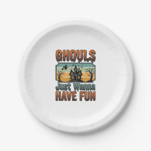Assiettes En Carton Les goules veulent juste s'amuser Halloween vintag