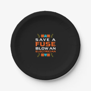 Assiettes En Carton Les Hommes Sauvent Un Fuse Feu Un Électricien Él