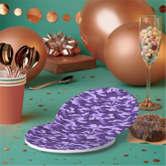 Assiettes En Carton Les nuances de violet camouflage style fête