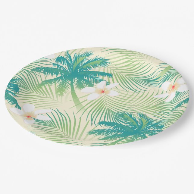 Assiettes En Carton Les palmiers tropicaux d'été (Angle)