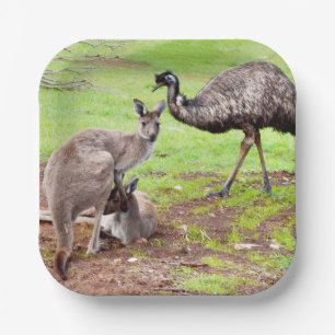 Assiettes En Carton "Les Pals improbables : l'amitié Kangaroo et Emu"
