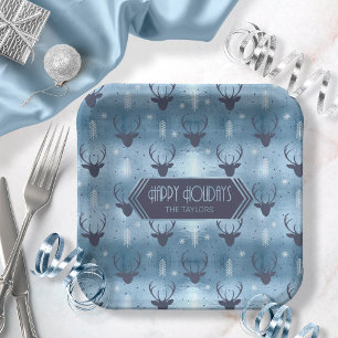 Assiettes En Carton Les Patters de Christmas Blue ID861