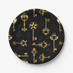 Assiettes En Carton Les Patters de Seamless avec Golden Keys