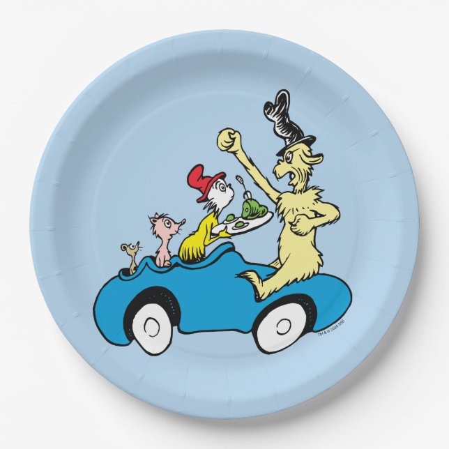 Assiettes En Carton Les personnages de Dr. Seuss dans les œufs verts e (Devant)