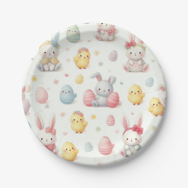 Assiettes En Carton Les Petits Poussins & Lapin (Devant)