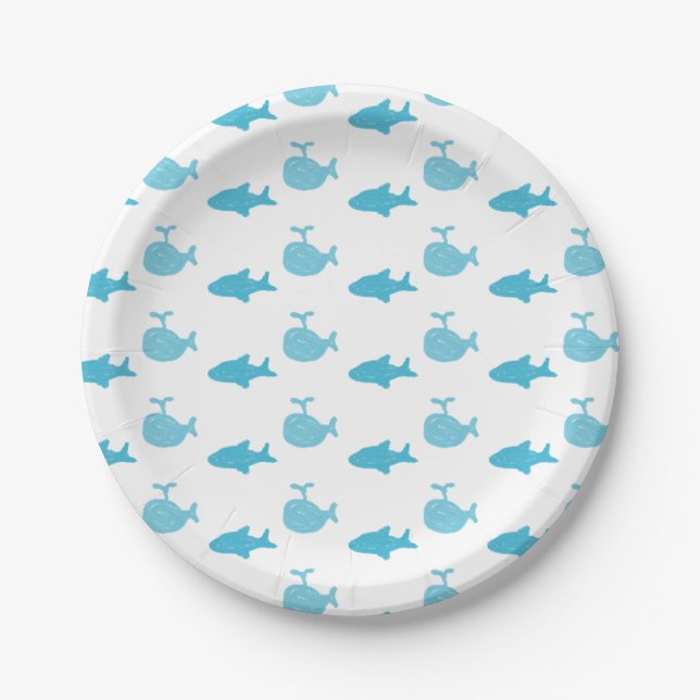 Assiettes En Carton Les requins bleus et les baleines personnalisent l (Devant)