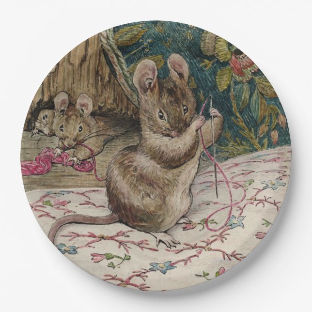 Assiettes En Carton Les souris au travail Threading l'aiguille (Beatri (Devant)