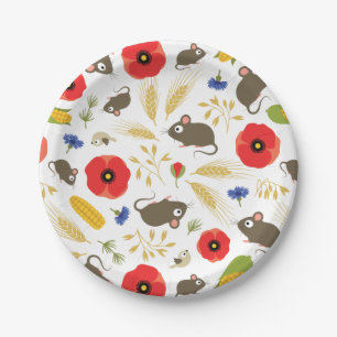 Assiettes En Carton ::Les souris dans le champ de céréales