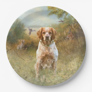 Assiettes En Carton Les Spaniels de Bretagne, Brittany Français, Chien