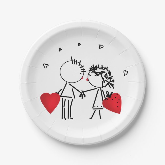 Assiettes En Carton Les tatouages temporaires de la Saint Valentin (Devant)