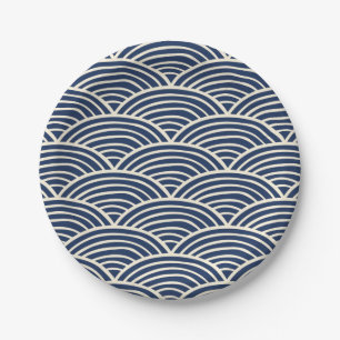 Assiettes En Carton Les vagues bleues de la marine japonaise