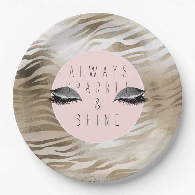 Assiettes En Carton Les yeux brillants d'arôme d'or Zebra          (Devant)