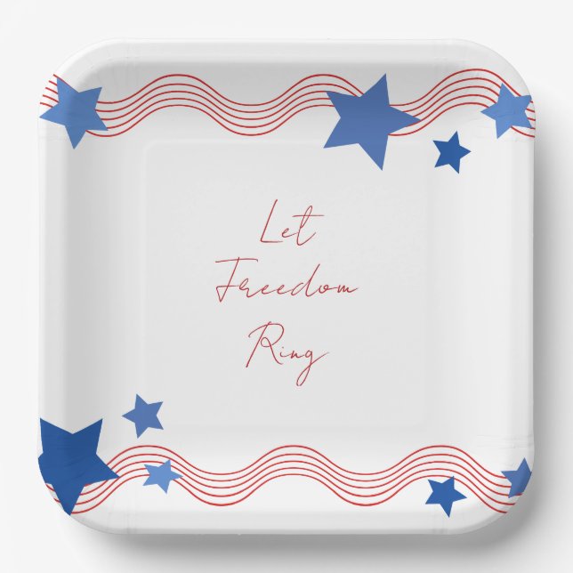 Assiettes En Carton Let Freedom Ring Juillet 4 Party (Recto)