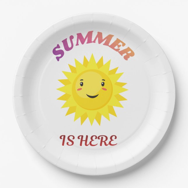 Assiettes En Carton L'été est arrivé  (Devant)