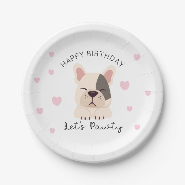 Assiettes En Carton Lets Pawty Papier Plaque Chiot Anniversaire Décor  (Devant)