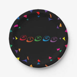 Assiettes En Carton Lettrage coloré de BINGO-TEST sur l'arrière - pl