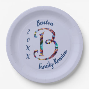 Assiettes En Carton Lettre Cravate rétro Reunon B Monogramme