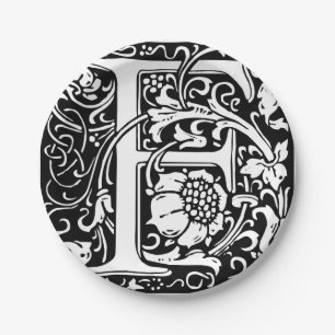 Assiettes En Carton Lettre F Monogramme médiéval Art Nouveau