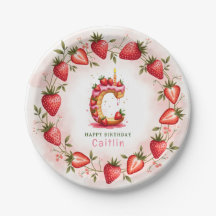 Lettre plaque d'anniversaire fraise C Cake Design