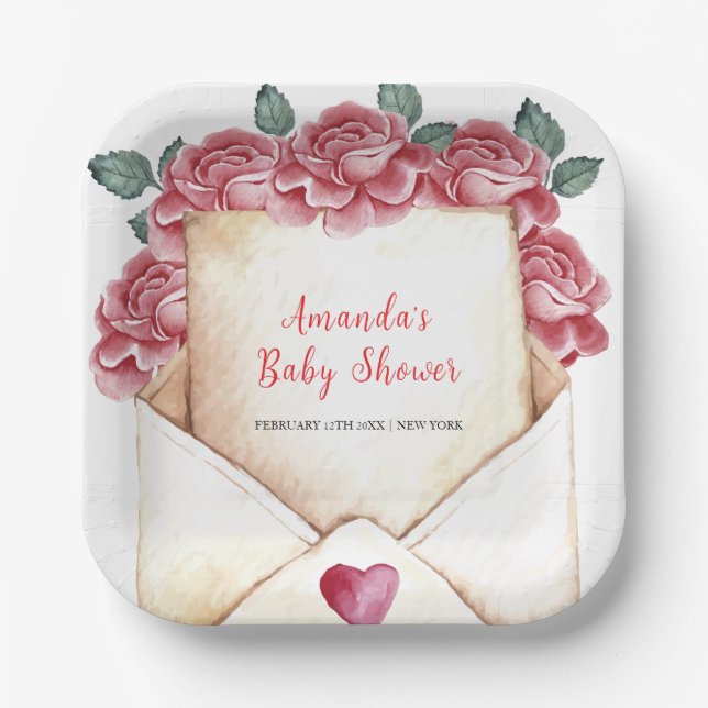 ASSIETTES EN CARTON LETTRE ROSE VINTAGE BABY SHOWER (Recto)