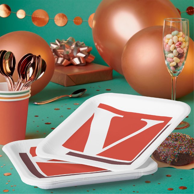 Assiettes En Carton Lettre V (Créateur téléchargé)