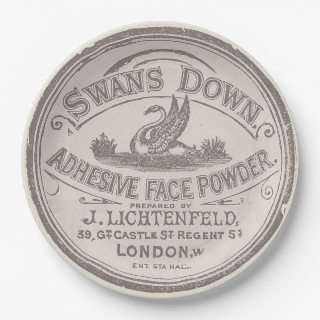 Assiettes En Carton Lettres Vintages uniques avec cygne (Devant)