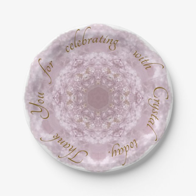 Assiettes En Carton Leur nom Custom Crystal Message Rose Quartz (Devant)