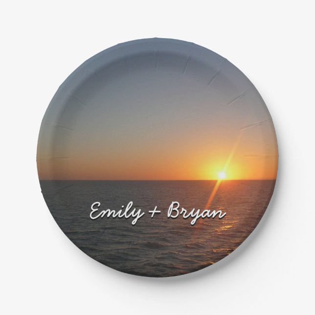 Assiettes En Carton Lever du soleil à Sea III Océan Horizon (Devant)