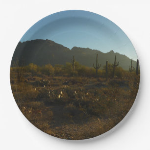 Assiettes En Carton Lever du soleil du Saguaro dans le parc national d