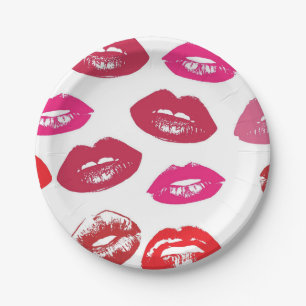 Assiettes En Carton Lèvres baisables (Lèvres baissantes, Rouge et Roug