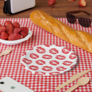 Assiettes En Carton Lèvres Rouges, Motif De Lèvres, Rouge Lèvres, Bais