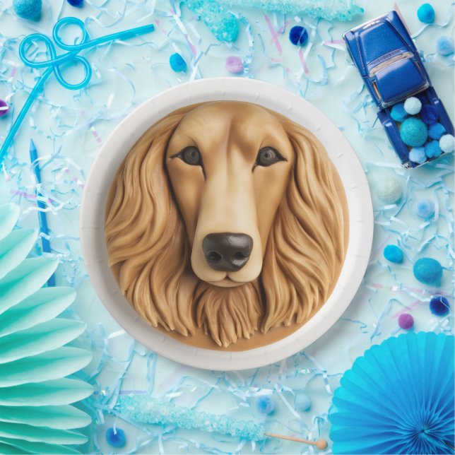 Assiettes En Carton Lévrier Afghan Inspiré 3D (Fête)