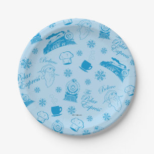 Assiettes En Carton L'Express polaire   Motif d'icône de vacances bleu