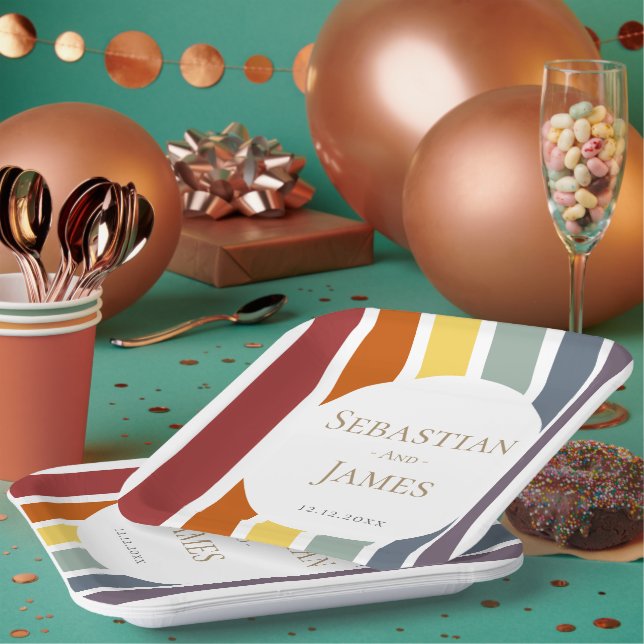 Assiettes En Carton LGBTQ Rainbow Gay Mariage (Multi)